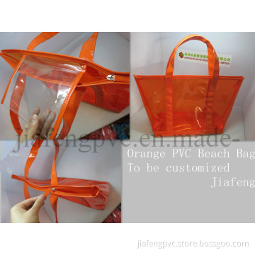 PVC Orange Beach Bag with Inside Bag